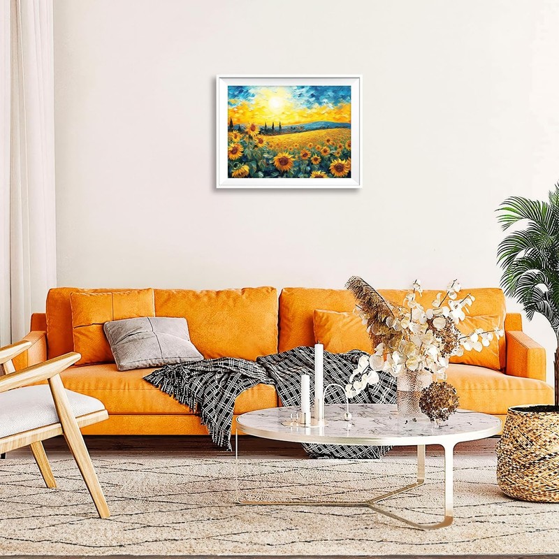 Dazzlewall Sunflower Wall Decor Poster Modern Sunrise Flower Oil Painting Wal... gallery
