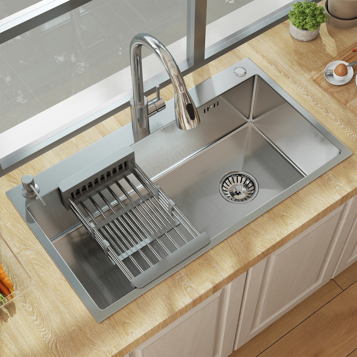 28"/30"/32" Drop In Kitchen Sink Top Mount Single Bowl Stainless Steel w/ Faucet gallery