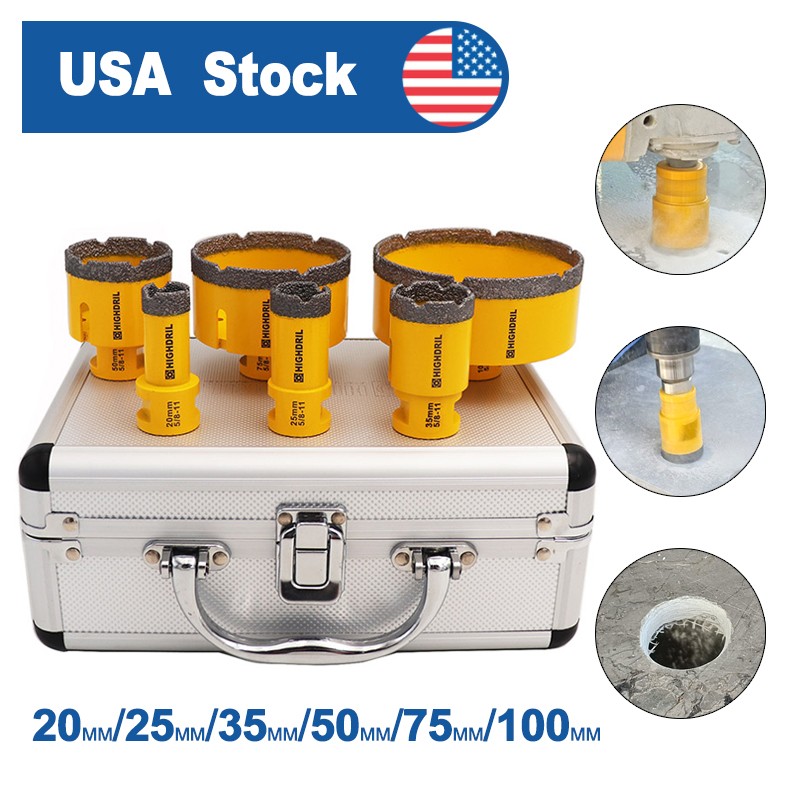 6pcs/box Diamond Drilling Core Bits Set Cut Ceramic Marble Tile 5/8-11" Thread