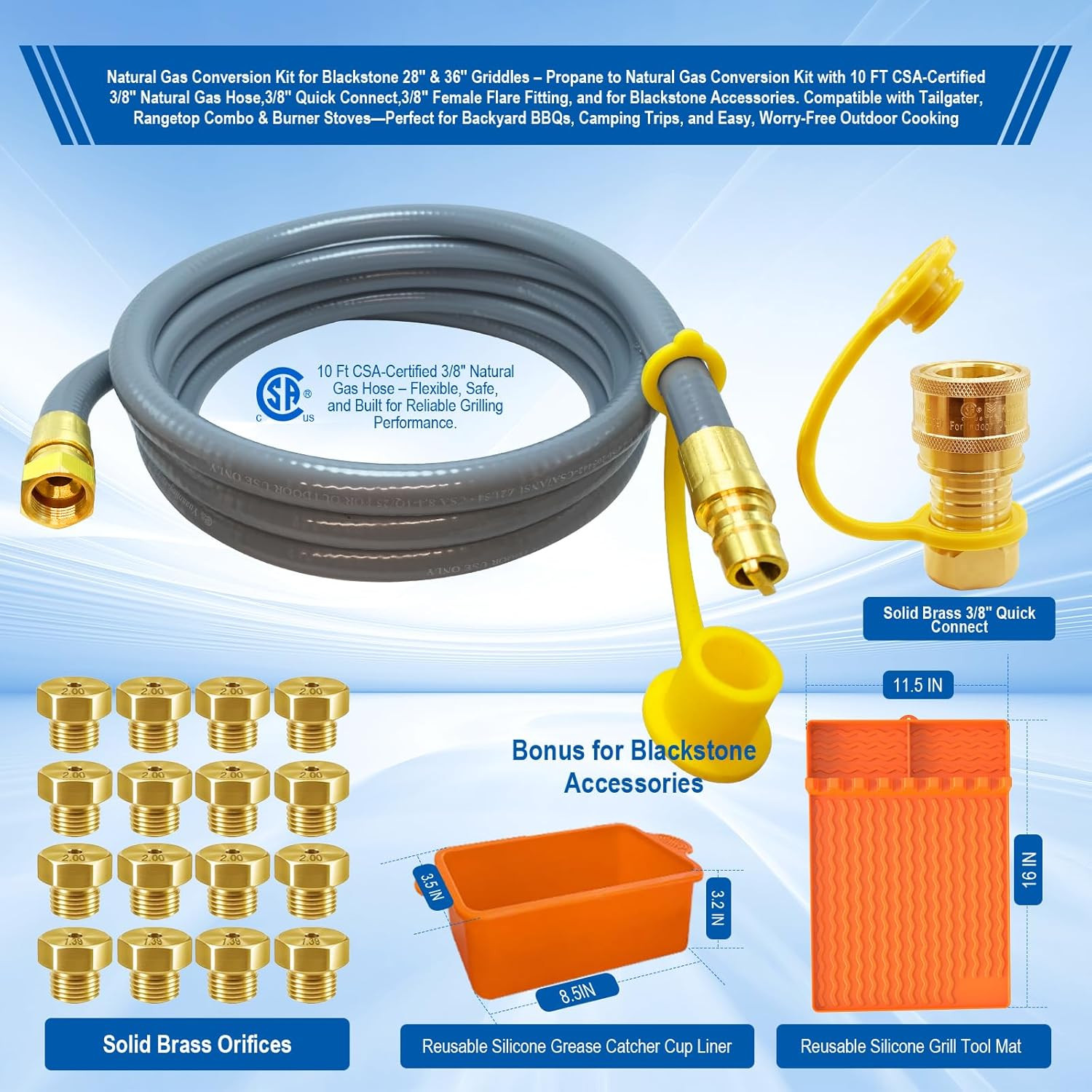 5249 Natural Gas Conversion Kit for Blackstone Grill 28" 36" Griddle, Propane to gallery