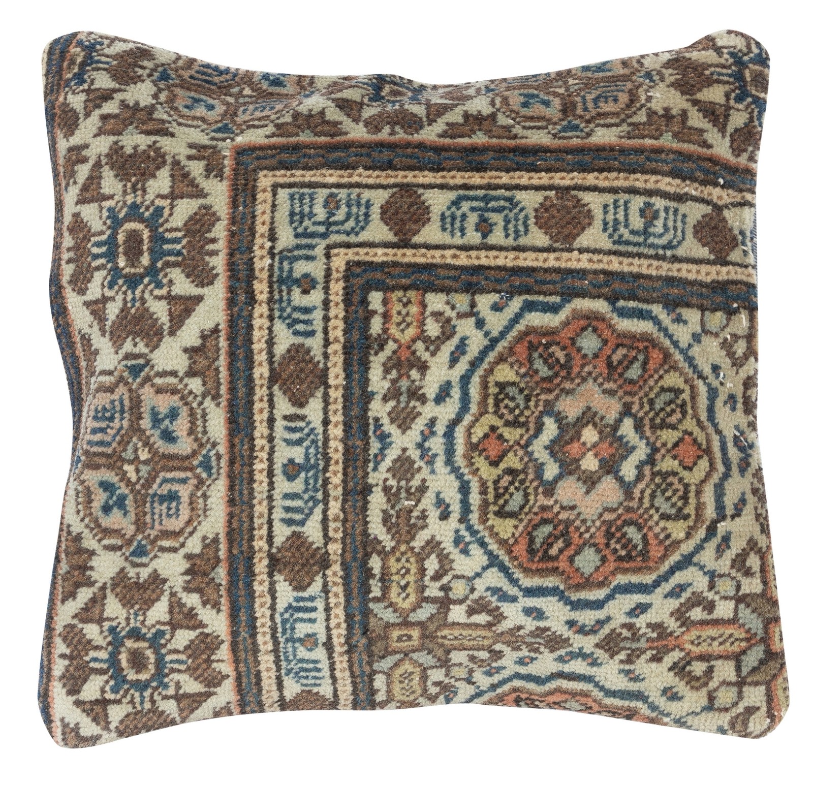 16"x16" Rustic Handmade Wool Cushion Cover. Vintage Turkish Rug Pillow gallery