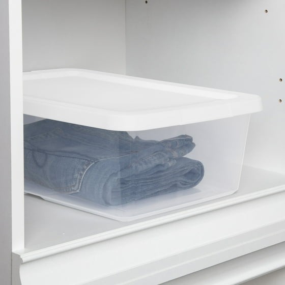 (4) 12 Quart Storage Boxes, Clear Plastic Storage Bin with Snap-On Lid, White gallery