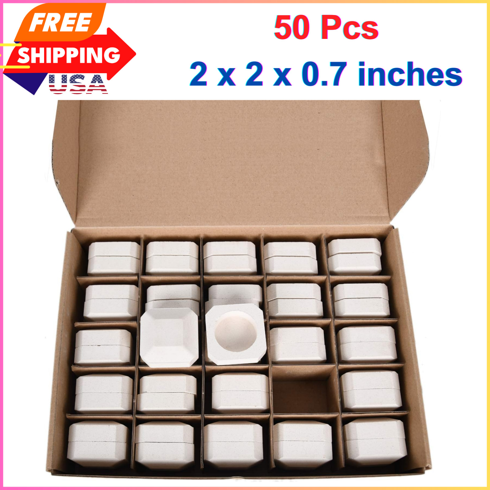 50 Pcs Ceramic Briquettes Replacement For Lynx L27, L30, CS30 Gas Grill, 2x2x0.7 gallery