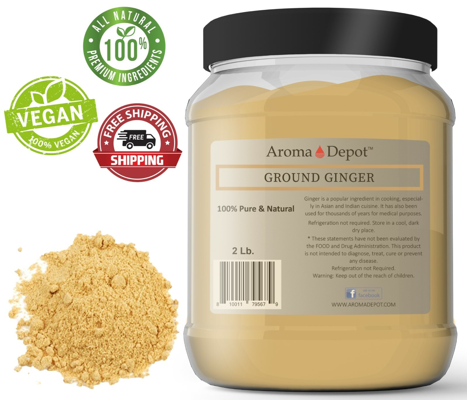 2lb Ground Ginger Root Powder Natural Premium Raw Zingiber Officinale Jengibre gallery