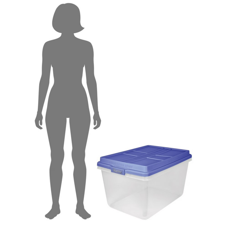 Hefty 72 Qt. Clear Plastic Storage Bin with Blue HI-RISE Lid, 6 Pack, FREE SHIPP gallery