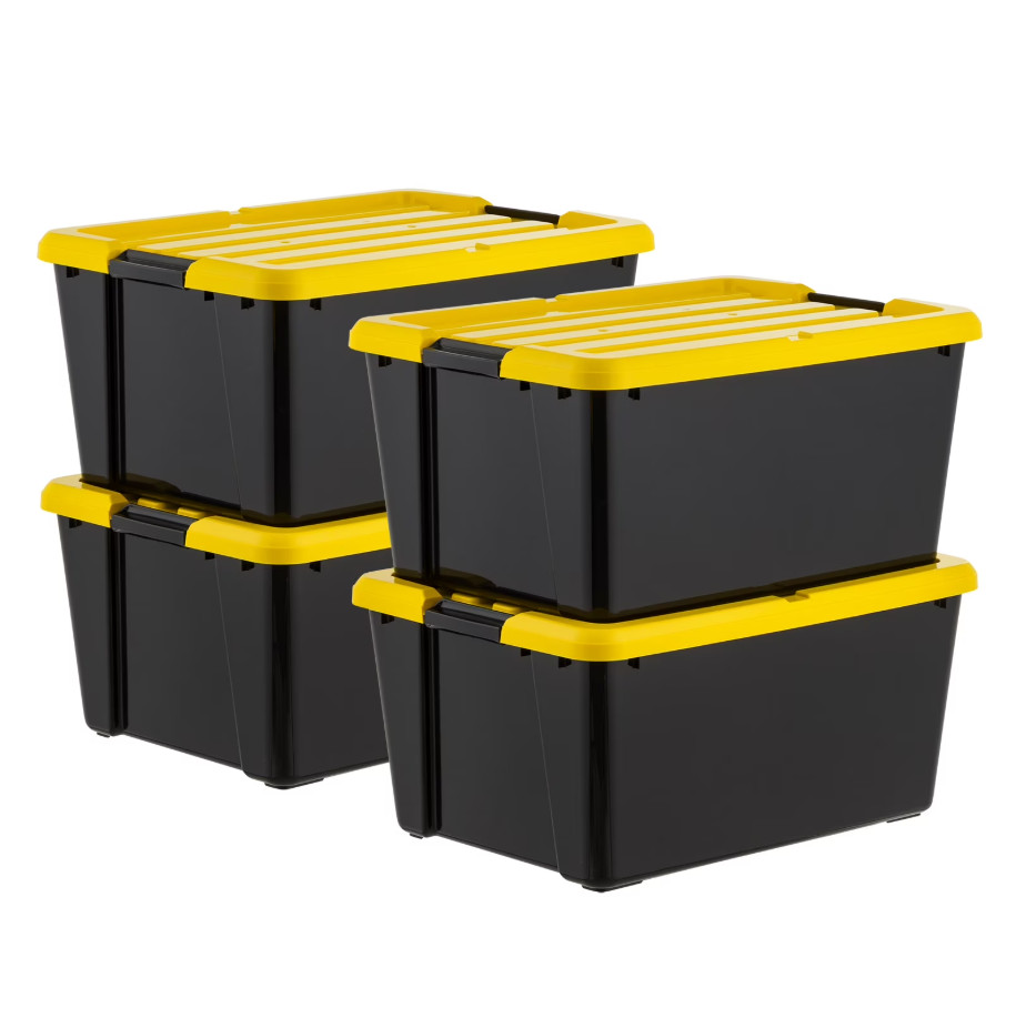 45 Qt Storage Bins With Lids Stackable Heavy Duty Plastic Tote 4 Pack gallery