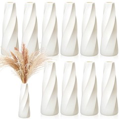10 Pack Composite Plastic Flower Vases Bulk White Small Boho Floral Vases for…