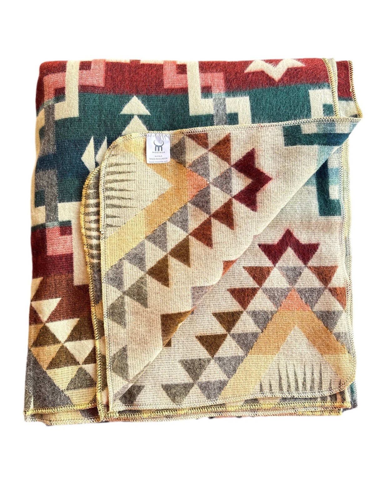 Alpaca Blanket - Cozy Colorful Native Pattern Throw - Made in Ecuador - 202616 gallery