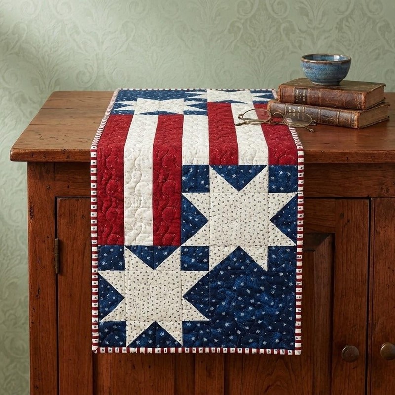 Patriotic Table Runner Pattern, American Flag Quilted Table Decor gallery