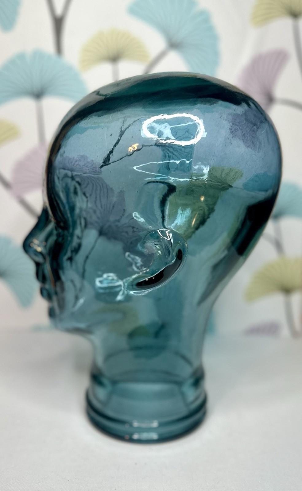 Mannequin Display Head Made From Recycled Glass Turquoise gallery
