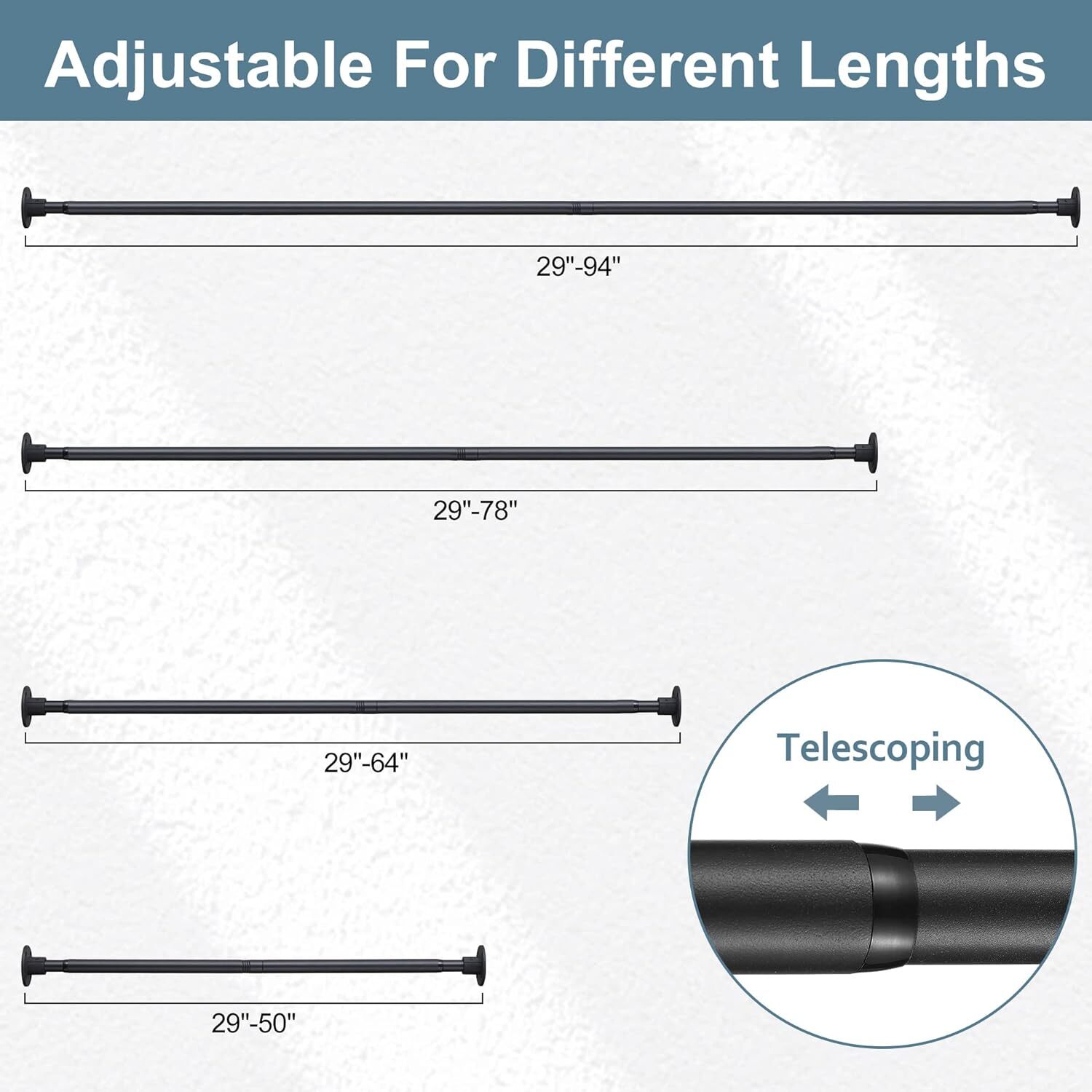 Hanging Closet Rod29-94 Inches Space Saving Closet Rod Extender HangingBlack ... gallery