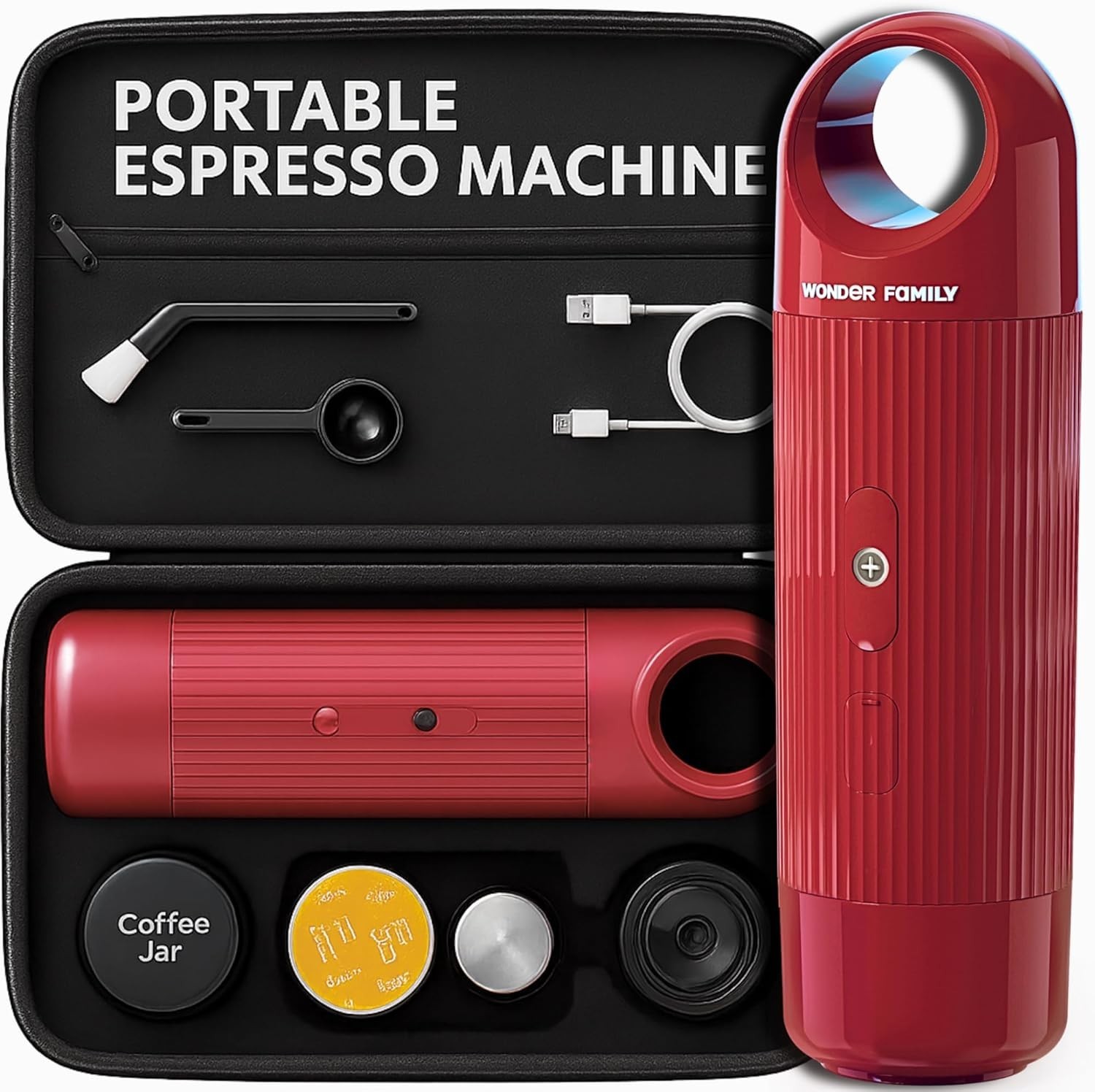 Portable Espresso Machine Travel Coffee Maker for Pods & Grounds Mini 5 Cup Make gallery
