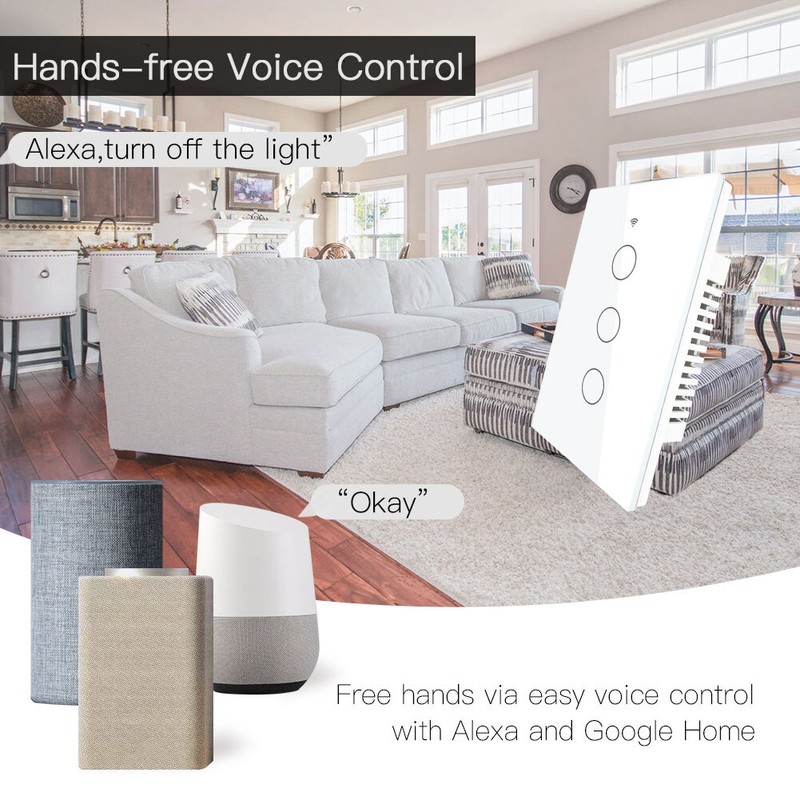MOES WiFi Smart Light Switch Wall Touch Glass Panel Timer RF433 Alexa Google APP gallery