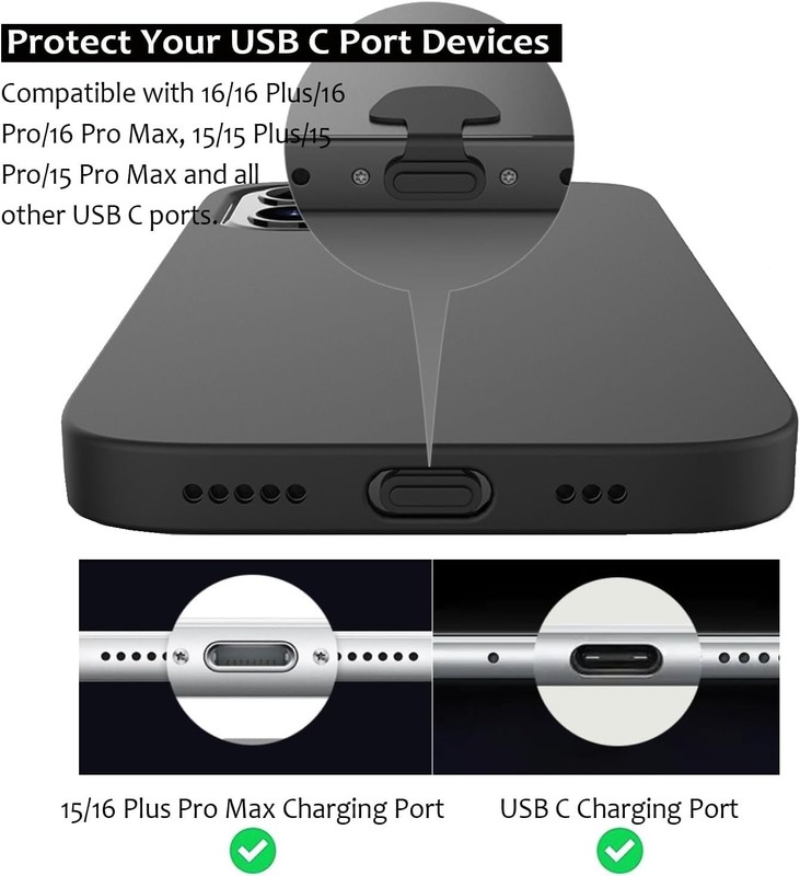 8 Packs New Dust Plug for iPhone 17 16 15 Series, USB C Cover Cap, USB C Port Cl gallery