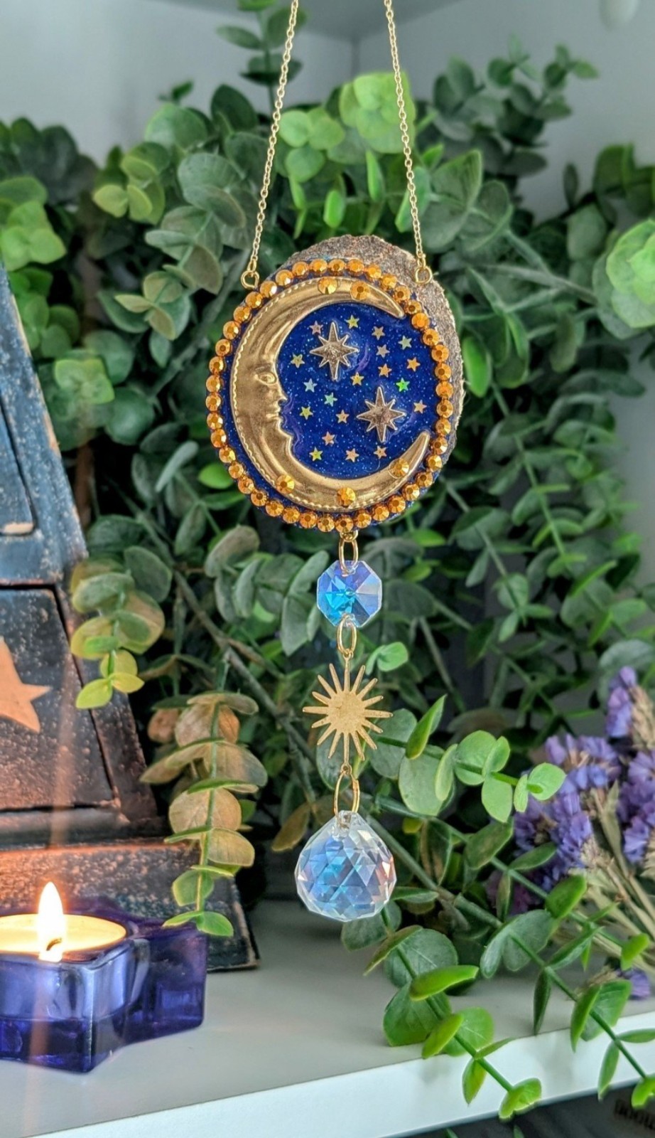 Celestial Crescent Moon Sun Catcher, Vintage 90s Inspired, Whimsigoth,... gallery