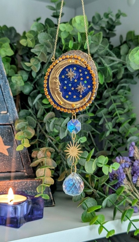 Celestial Crescent Moon Sun Catcher, Vintage 90s Inspired, Whimsigoth,... gallery