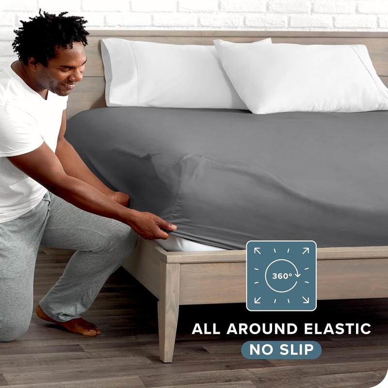 Fitted Bottom Sheet Twin Extra Long - 1800 Microfiber - Ultra-Soft Wrinkle F... gallery