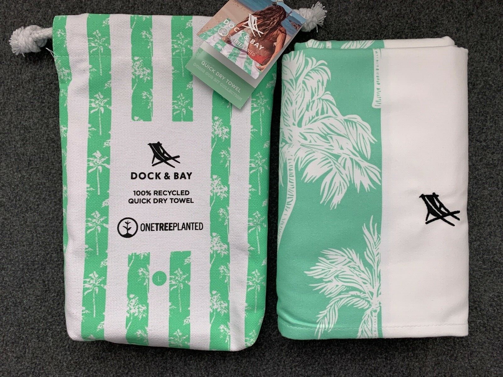 Dock & Bay One Tree Planted Green Recycled Quick Dry Towel Boating Pool Beach L gallery