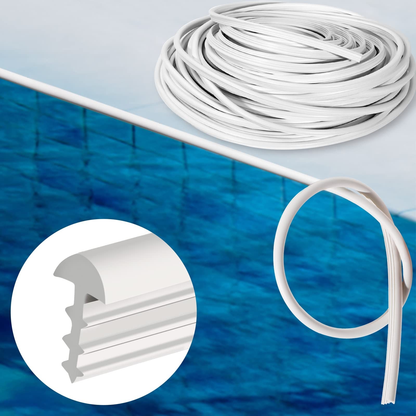 120ft Liner Lock for Inground Pools - Beaded Wedge T-Shape Lock Roll, PVC Patch gallery