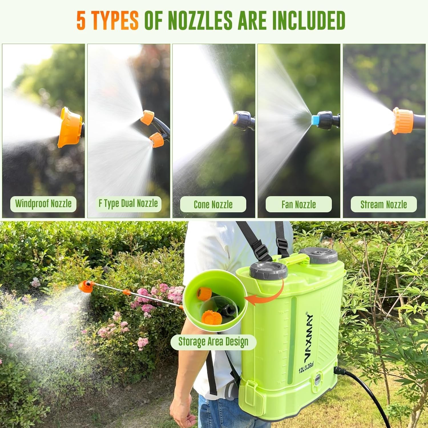 Battery-Powered Backpack Sprayer 3.2 Gallon, 80 PSI Electric, Compatible gallery