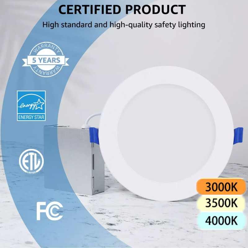 6'' Ultra-thin Canless LED Recessed Downlight - 12 Watts CRI90 -ETL cETL Listed gallery