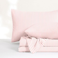 Wake In Cloud – Striped Bed Sheets, 4-Piece Sheet Set, Ticking Vertical Pin Stri