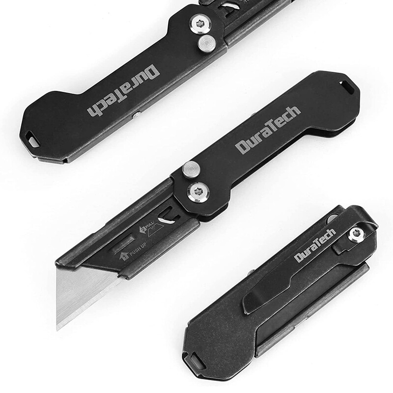 DURATECH 2PC Folding Pocket Utility Knife Set Quick Change Blade EDC Box Cutter gallery