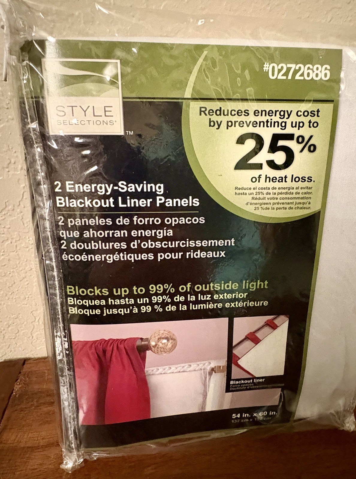 Style Selections 2 Energy-Saving Blackout Liner Panels 54x60 White gallery