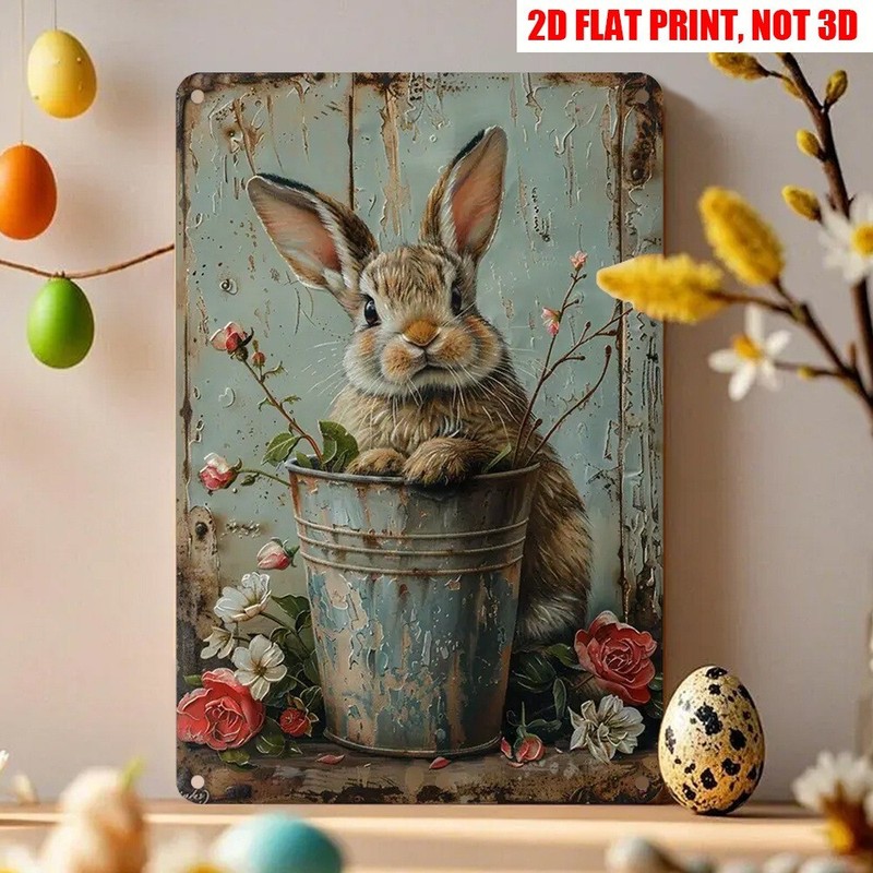 Bunny Rabbit Easter Decoration Vintage Style Bunny Sign Rustic Rabbit Wall Art gallery