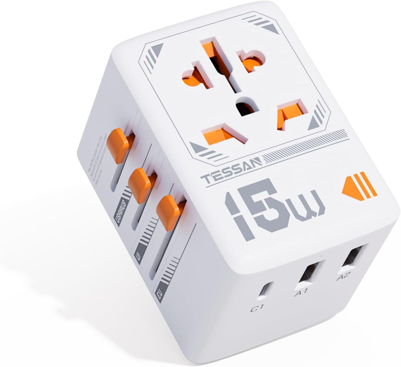 Universal Travel Adapter International Plug Adaptor with 1 USB C 2 USB A Ports gallery