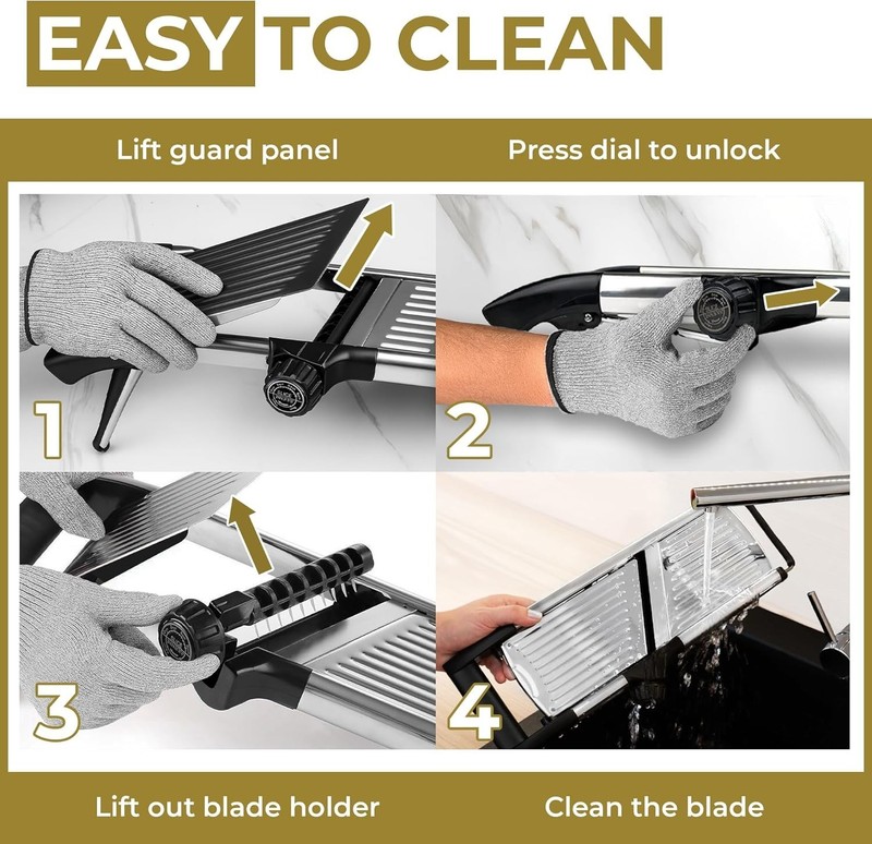 Professional Mandoline Slicer with Interchangeable Blades and Safety Gloves gallery