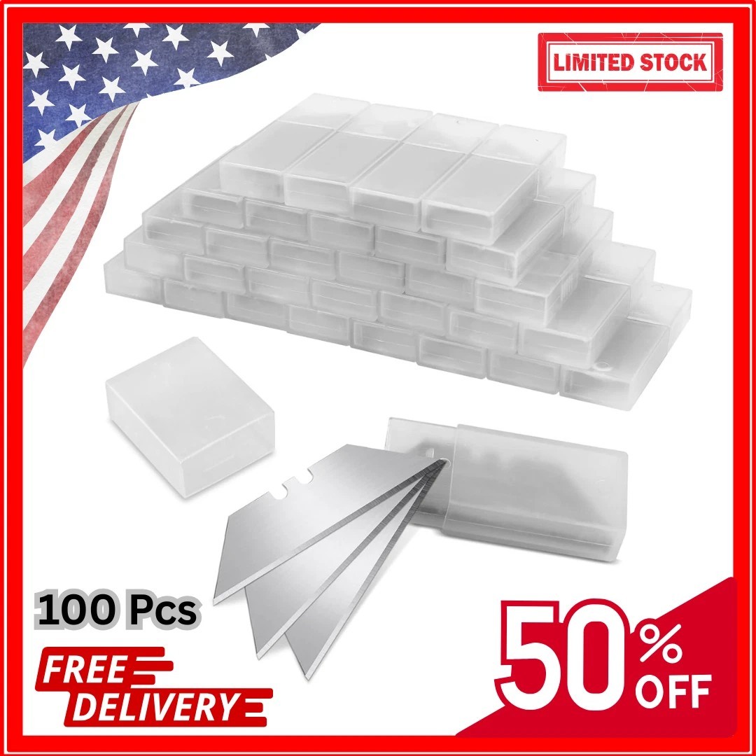 Utility Knife Blades, 100 Pcs Razor Blades, SK5 High Carbon Steel Box Cutter Bla gallery