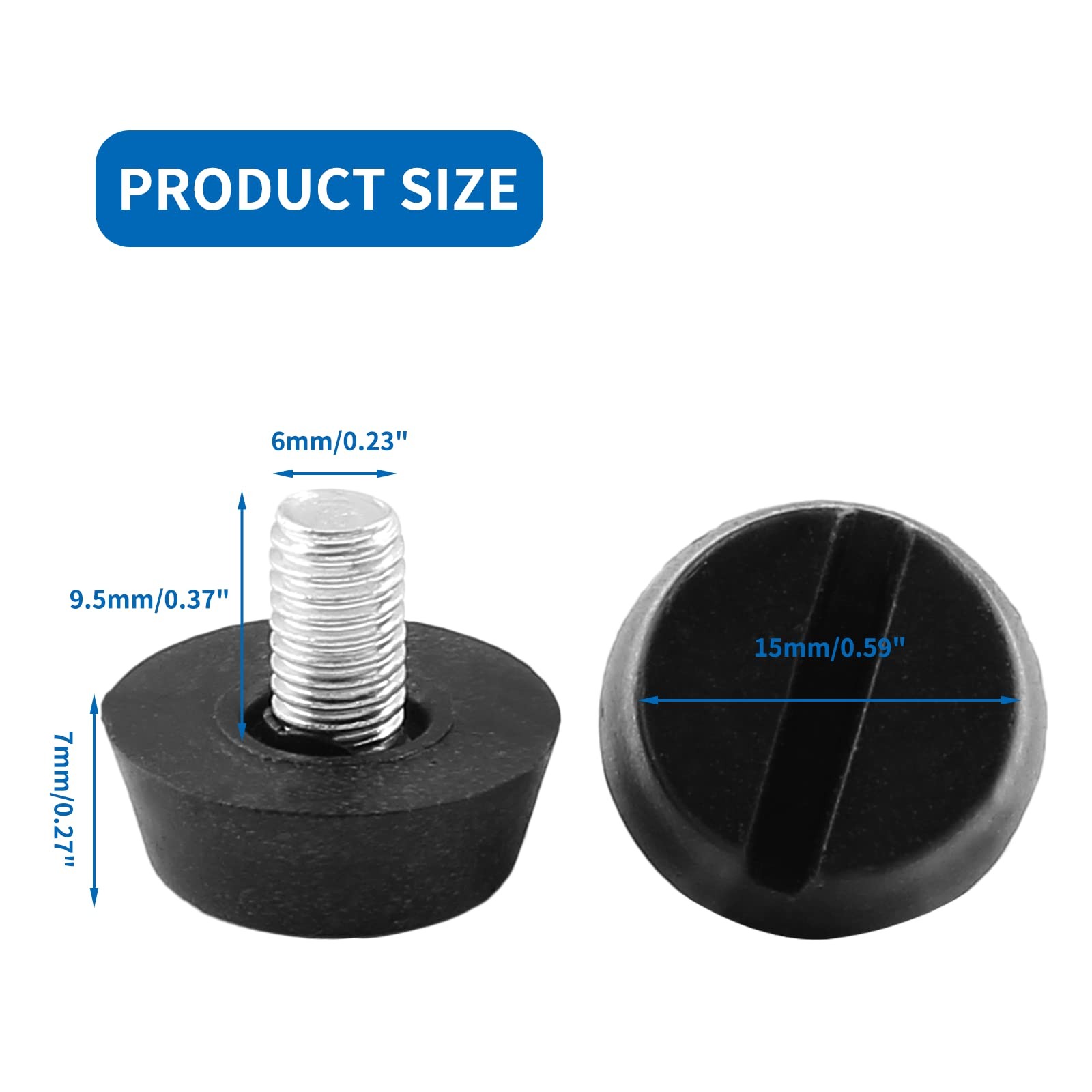 Treely 16Pcs M6 x 10 x 20mm Leveling Feet Screw On Furniture Glide for Black gallery