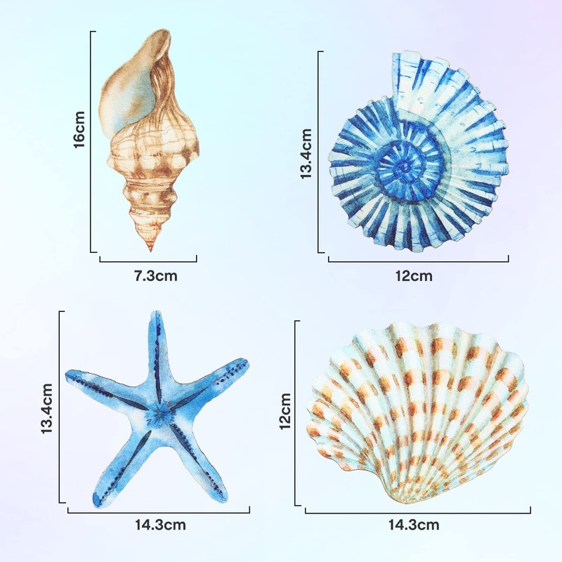 Yookeer 4 Pcs Beach Wall Decor Seashell Starfish Small, as pictures shown gallery