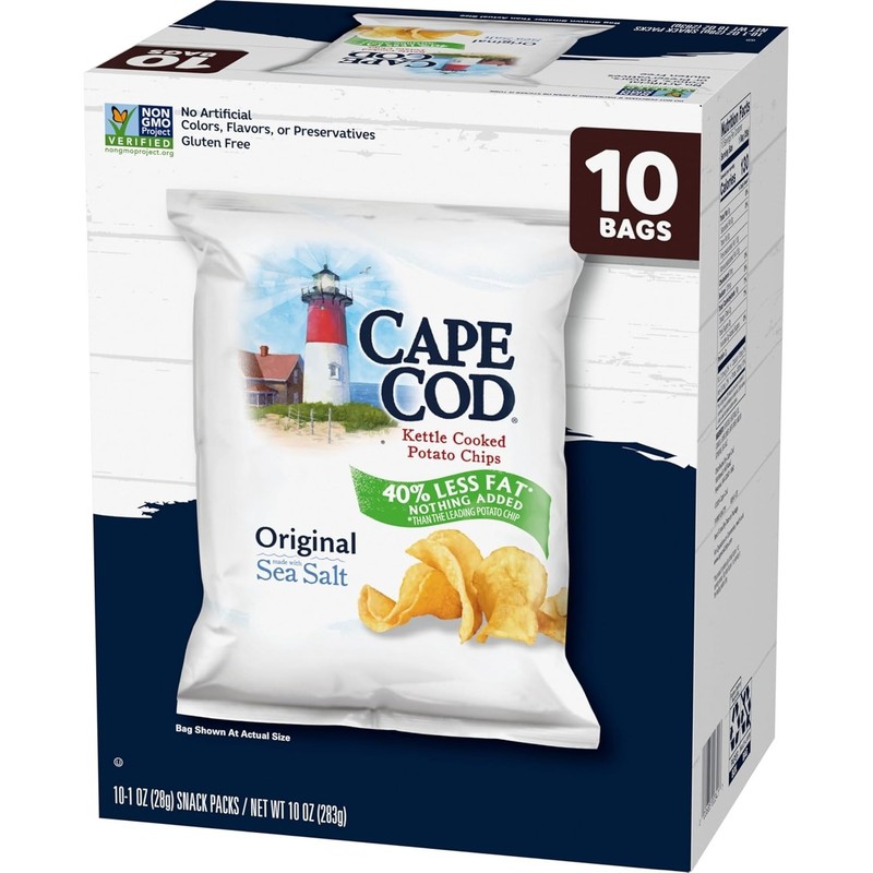 Cape Cod 10-Pack Less Fat Kettle Chips - Guilt-Free Snack Delight gallery
