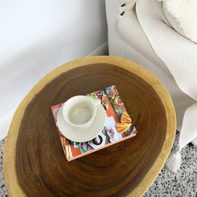 Rustic Natural Round End Table Wood Side Table, Nightstand, Plant Stand gallery