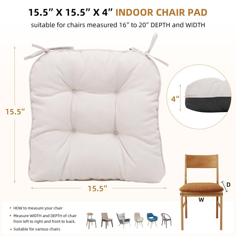 2 PCS Chair Cushions Dining Memory Foam Kitchen Pad Ties Non-Slip 15.5x15.5 gallery