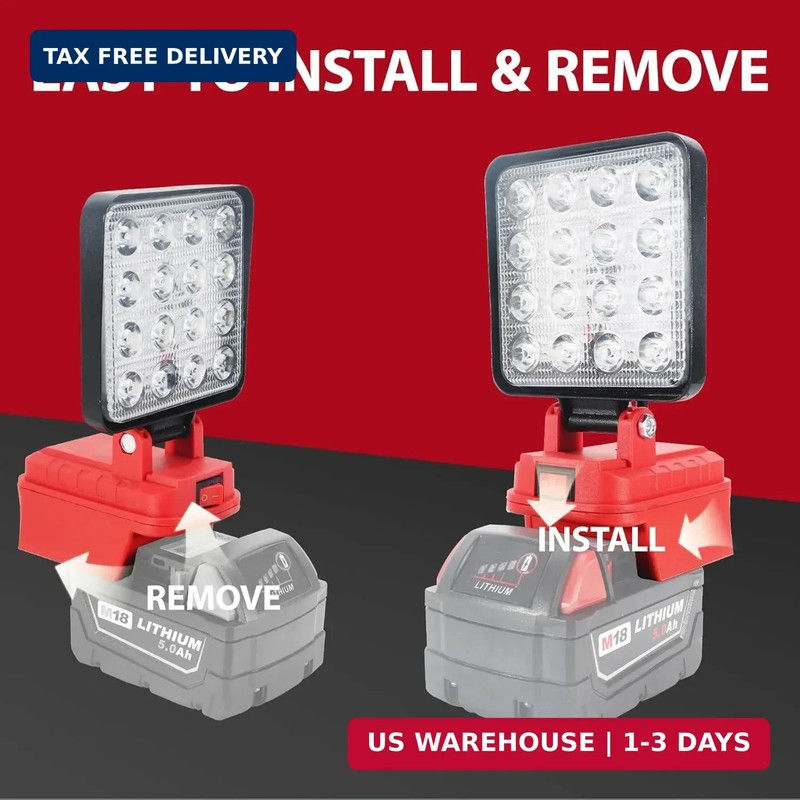 Cordless LED Work Light Compatible with Milwaukee M18 Battery, 5400 Lumens LED F gallery