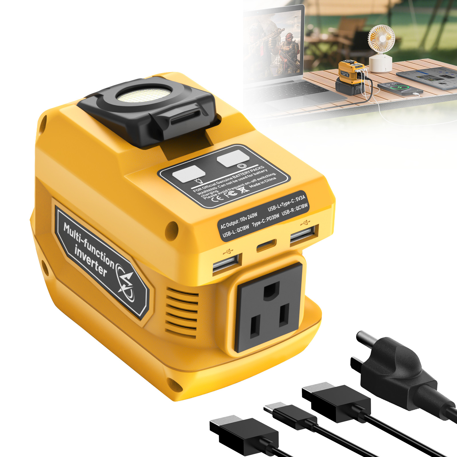 220W Power Inverter for Dewalt 20V Battery, DC 20V to AC 110V Battery Inverter gallery