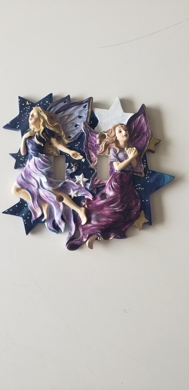 Celestial Fairies Double Light Switch Cover, Vintage Stardust..no screws gallery