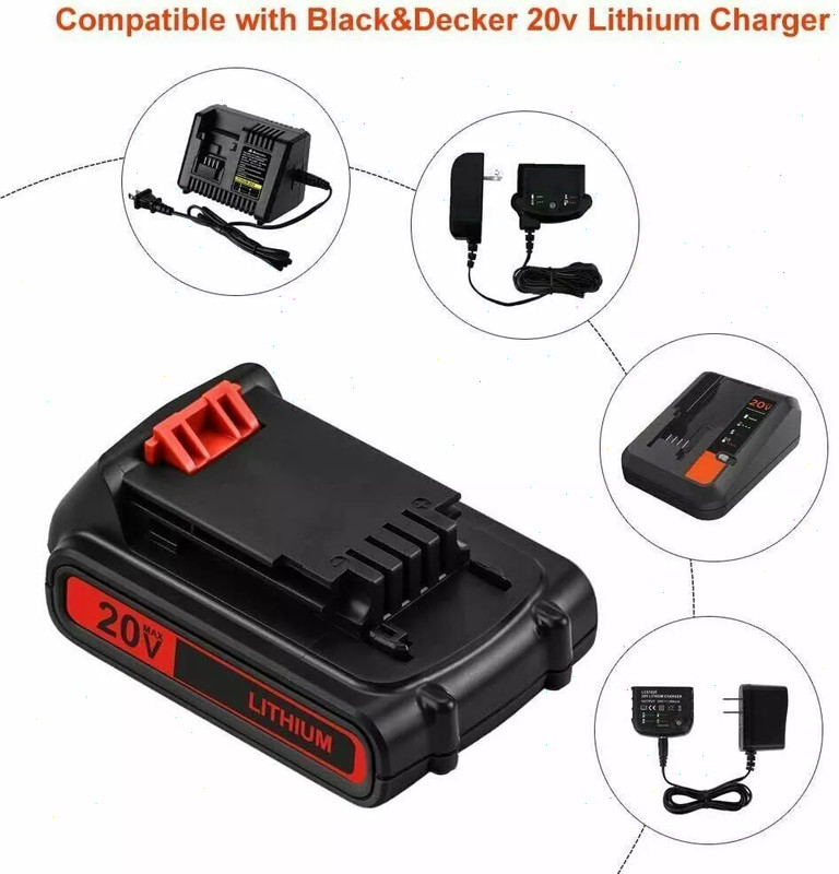 2PACK 20V Lithium-ion 2.0Ah Battery for BLACK DECKER 20 Volt LBXR20 LBX20 LB20 gallery