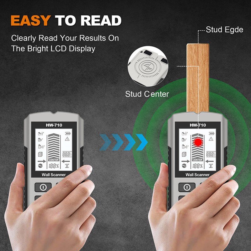 Stud Finder 6 in 1 Multi-Function Wall Stud Scanner Sensor Detector LCD Display gallery