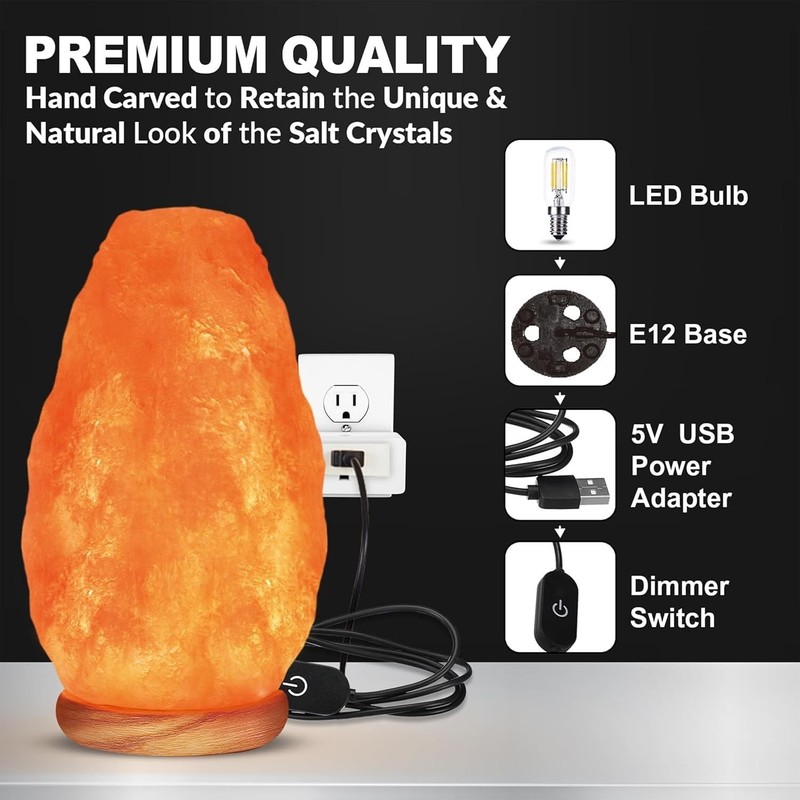 Himalayan Salt Lamp with Touch Dimmer, 5-7 lbs, Wooden Base, Unique Gift gallery