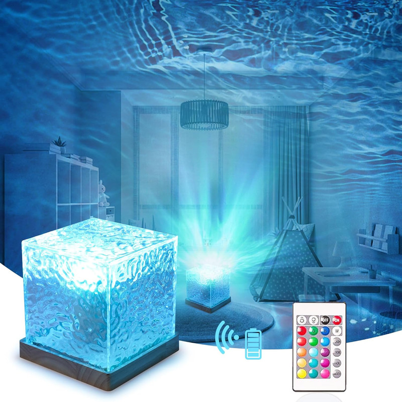 Ocean Wave Projector Light, 16 Colors Gradual Rotating Water Lamp with Remote... gallery