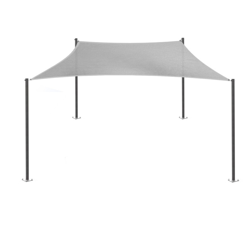 12ft Shade Sail Rectangle Gray Sun Canopy Cover with Steel Wire Garden Outdoor gallery