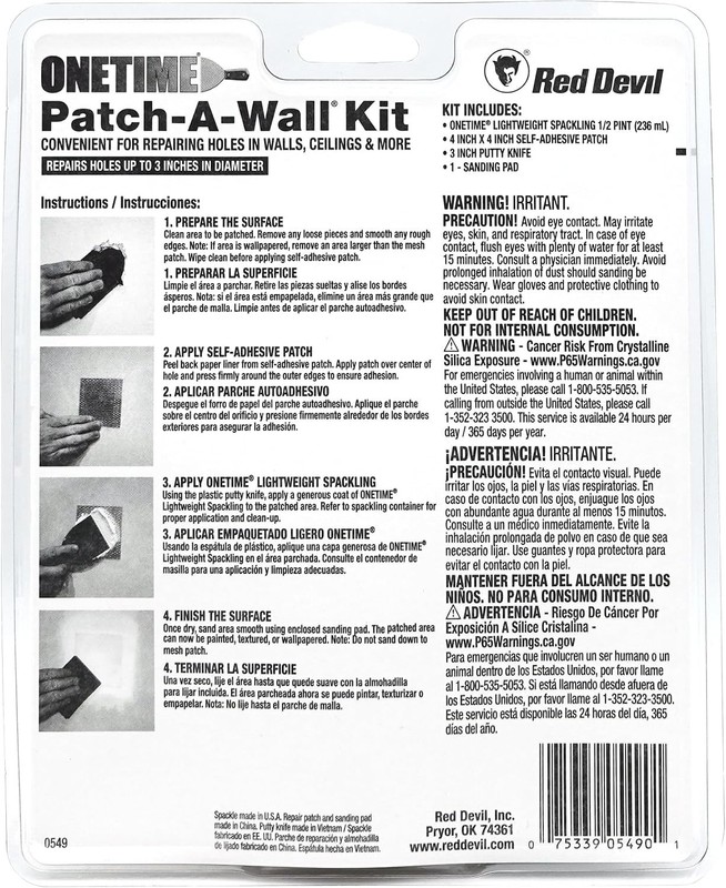 ONETIME Lightweight Spackling Patch-A-Wall Kit, 1/2 Pint, gallery
