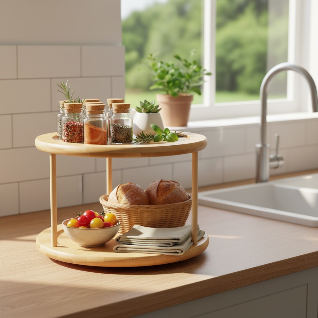 Better Homes & Gardens Kitchen Organizer Bamboo Turntable 2-Tier Spice Rack gallery