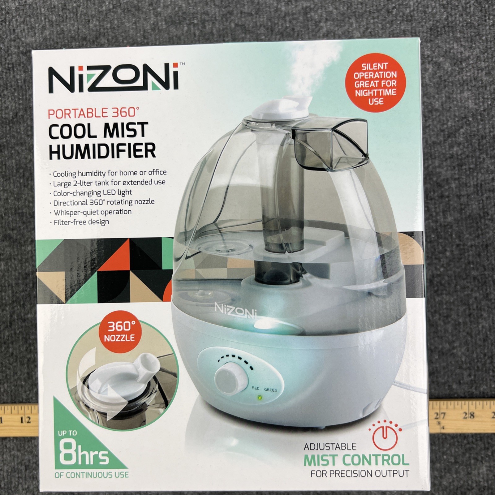 NIZONI Portable 360° Cool Mist Humidifier Filter-Free Lasts Up To 8 Hours - Time gallery