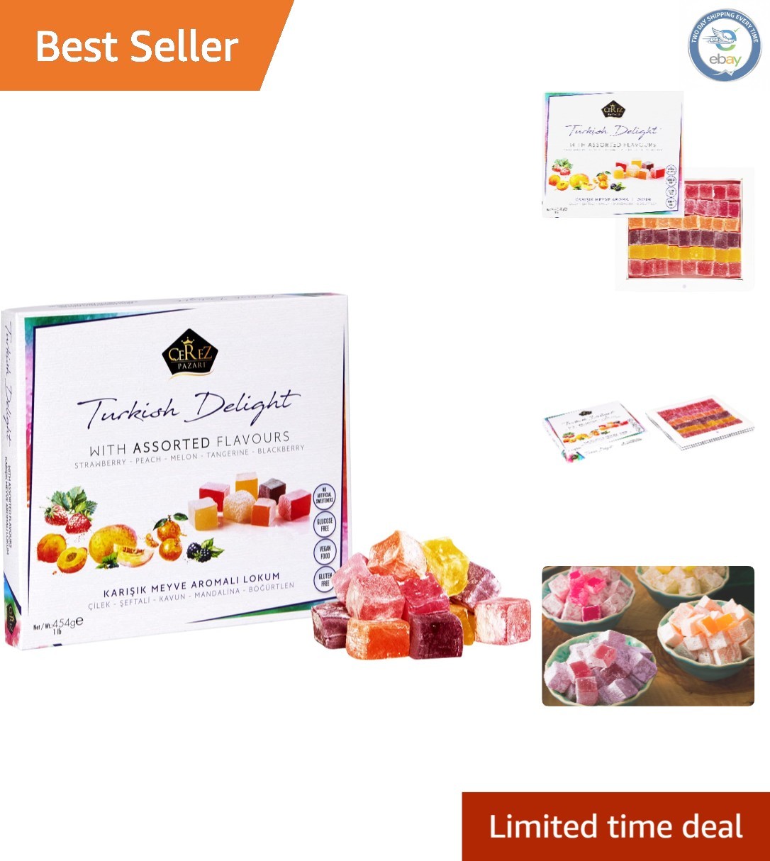 Exquisite Gourmet Turkish Delight - Sweet Treats, 16 oz Assorted Gift Box gallery