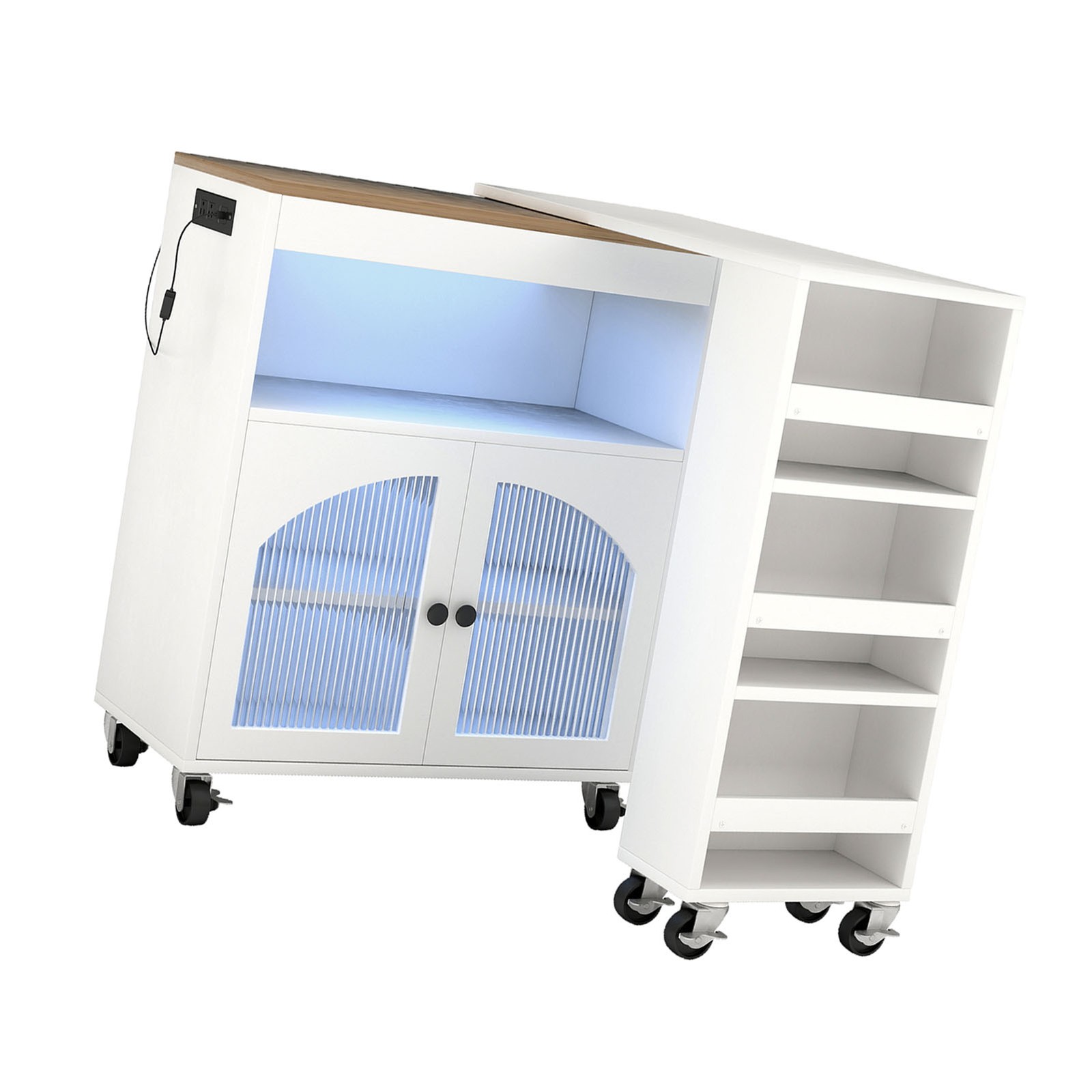 Kitchen Island On Wheels With Extended Table MDF Rolling Kitchen Storage Cabinet gallery